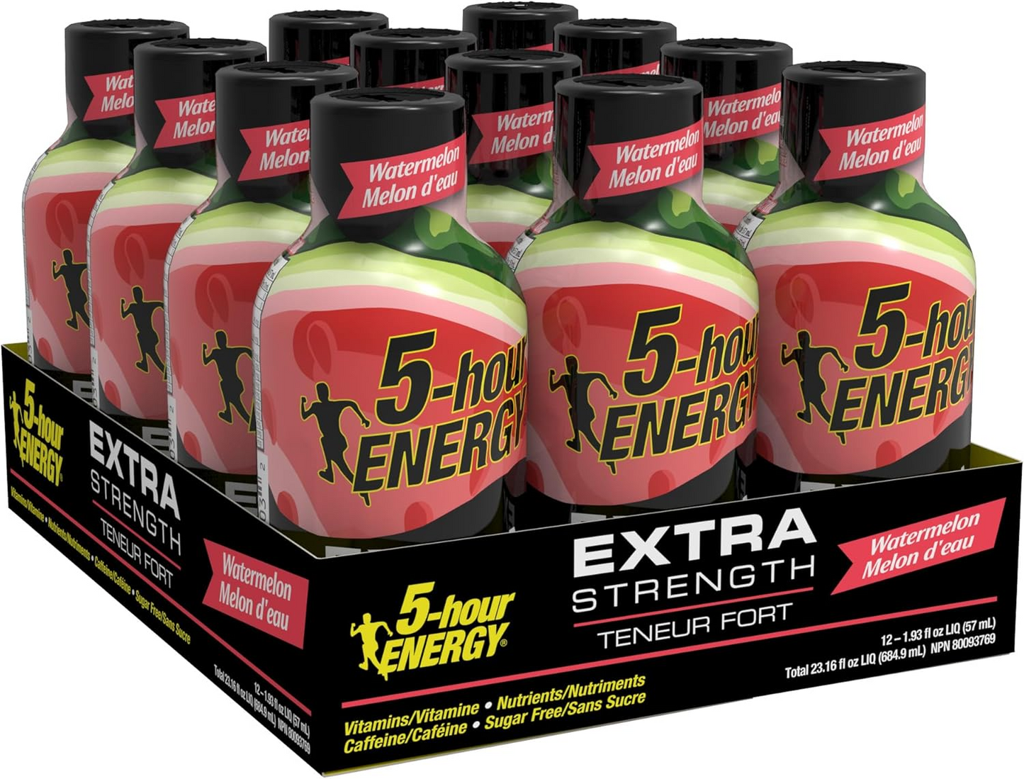 5-Hour Energy Extra Strength – Watermelon – Sugar-Free – 1.93 oz (Pack of 12)