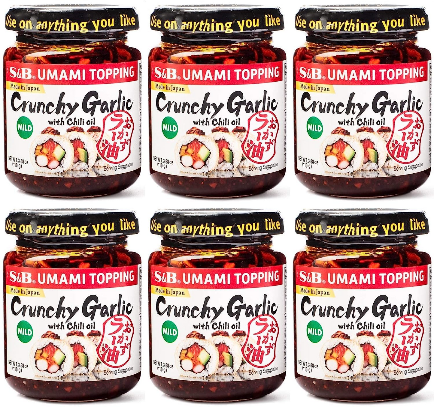 S&B Chili Oil with Crunchy Garlic, 3.88 Ounce (Pack of 6)