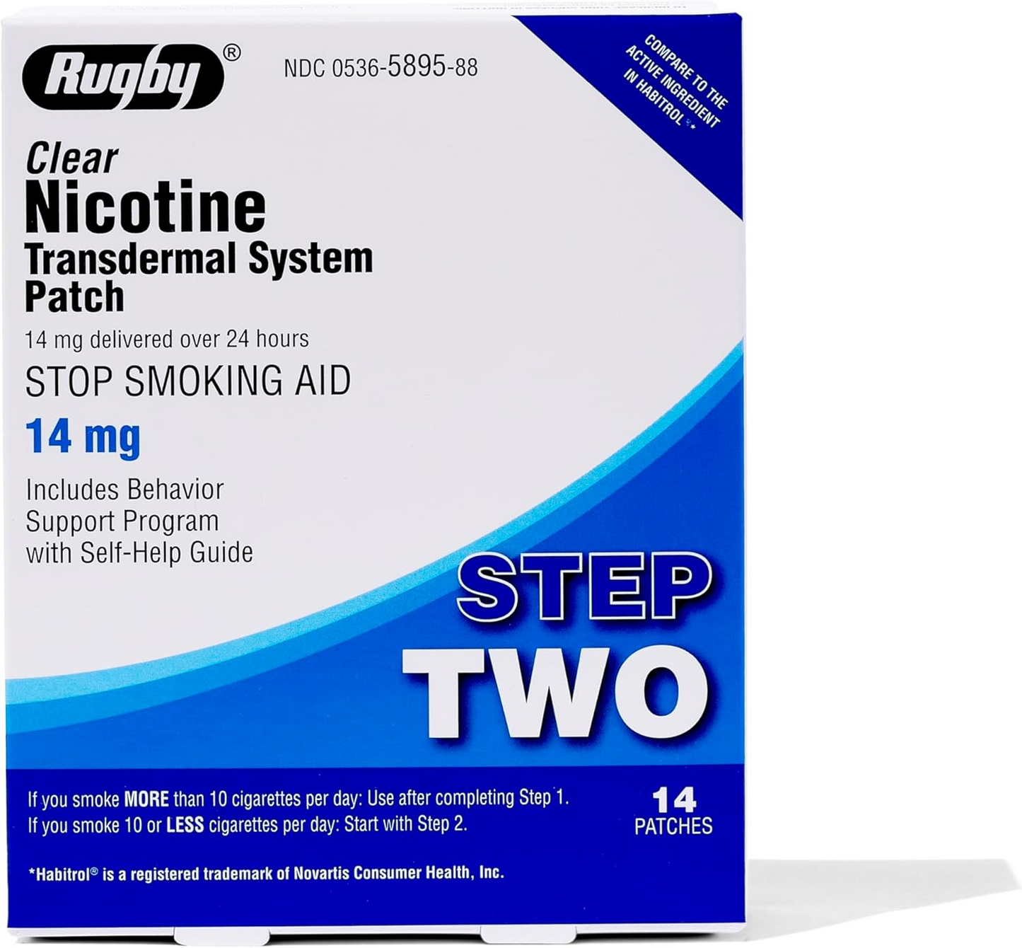 Rugby Clear Nicotine Patches – Step 2 – 14mg – 14 Count (1 Pack)